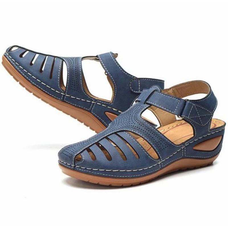 Soft PU Leather Closed Toe Vintage Anti-Slip Sandals