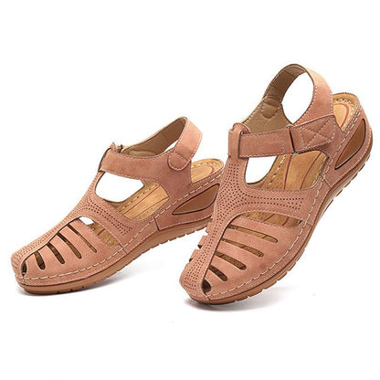 Soft PU Leather Closed Toe Vintage Anti-Slip Sandals