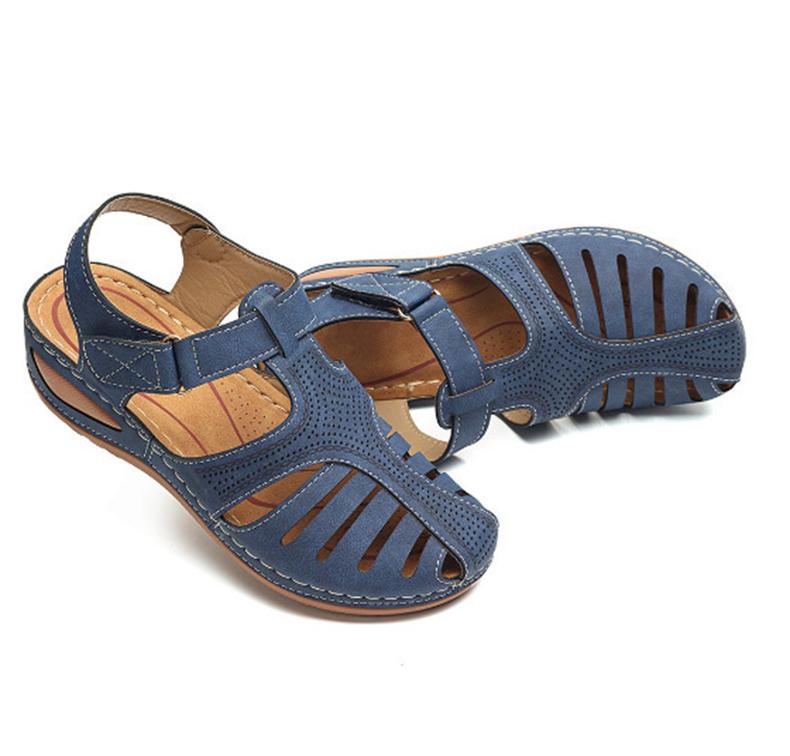 Soft PU Leather Closed Toe Vintage Anti-Slip Sandals