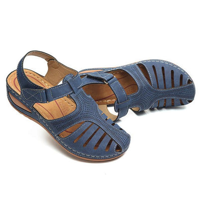 Soft PU Leather Closed Toe Vintage Anti-Slip Sandals