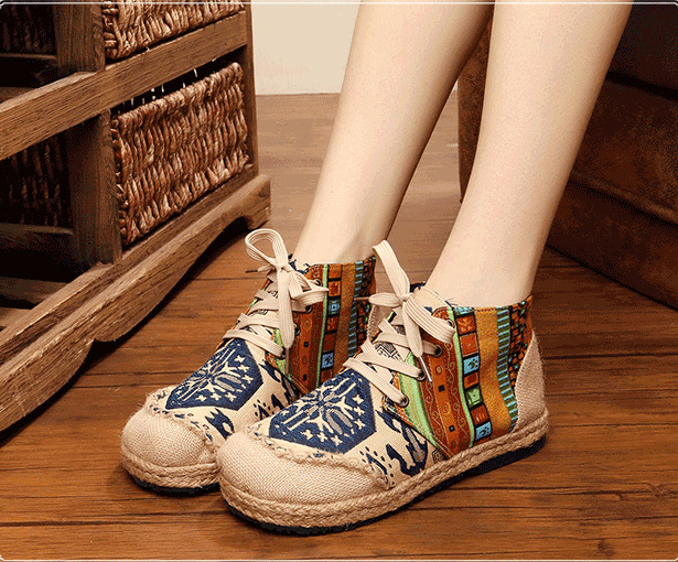 2026 New Bohemian Cotton-Linen Boots for Women