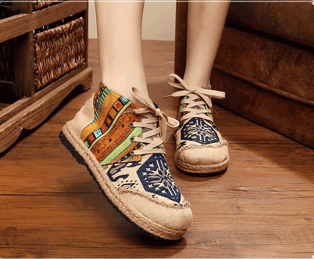 2026 New Bohemian Cotton-Linen Boots for Women