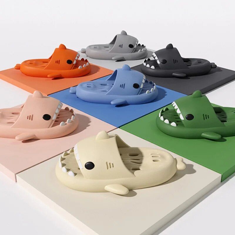 CMF Women Home Slippers Cute Shark Hollow Out Sole Waterproof Non-slip Home Slides