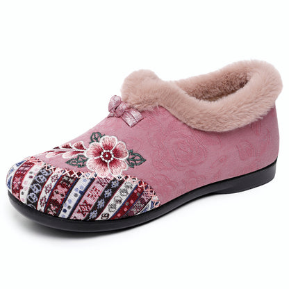 Women’s Warm Floral Winter Ankle Boots – Cozy, Lightweight & Non-Slip