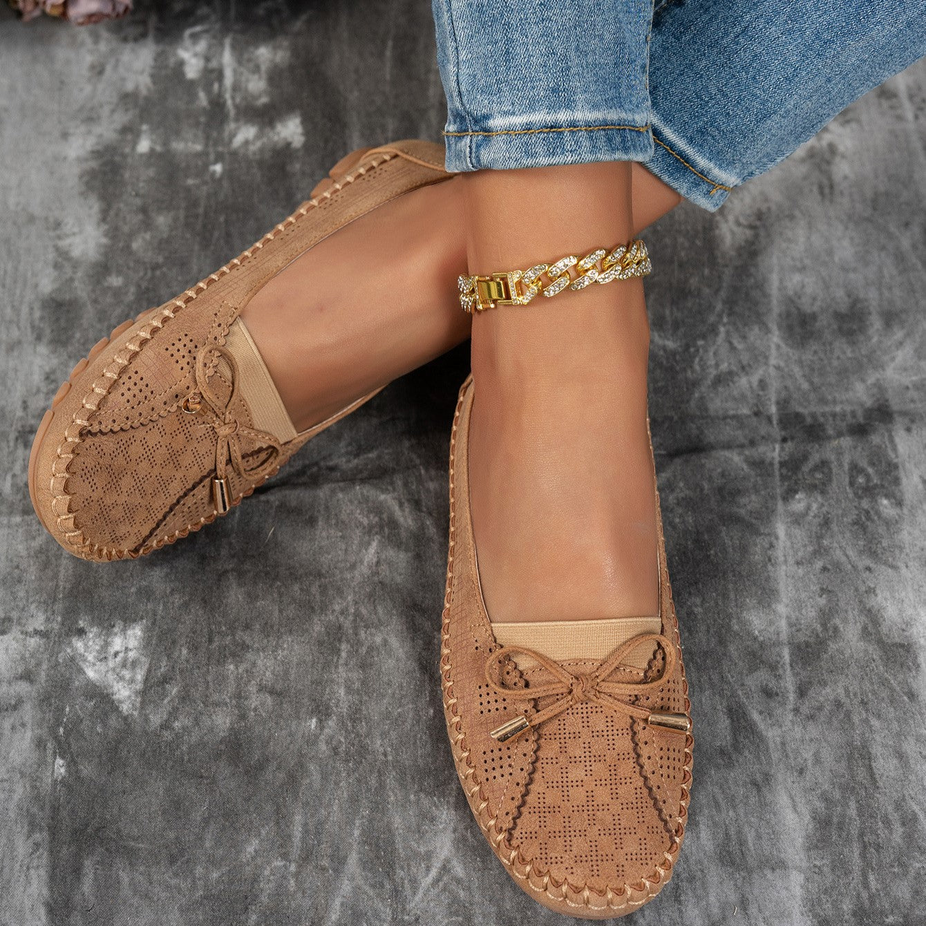 Women’s Classic Solid-Color Bow Loafers – Comfortable Flat Shoes for Everyday Wear