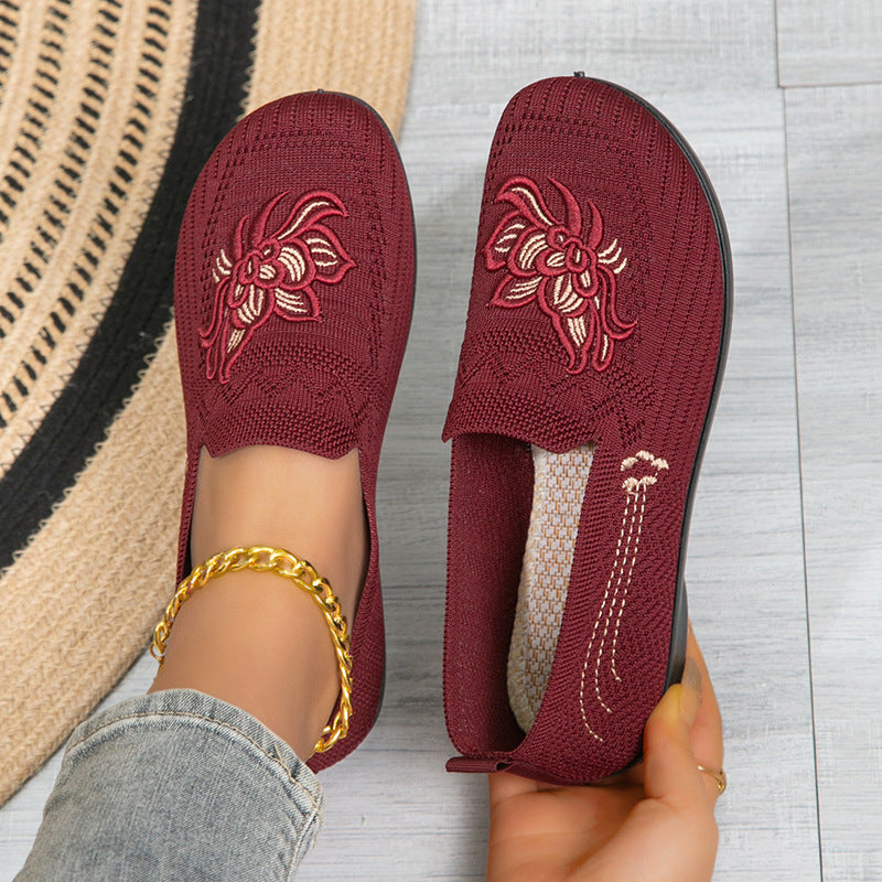 Women's Embroidered Floral Comfort Flat Shoes