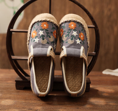 Women's Summer Linen Flats with Floral Embroidery – Breathable & Comfortable-✈️Buy 2 Free Shipping✈️