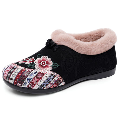 Women’s Warm Floral Winter Ankle Boots – Cozy, Lightweight & Non-Slip