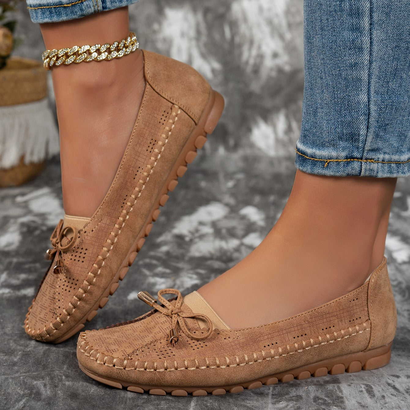 Women’s Classic Solid-Color Bow Loafers – Comfortable Flat Shoes for Everyday Wear