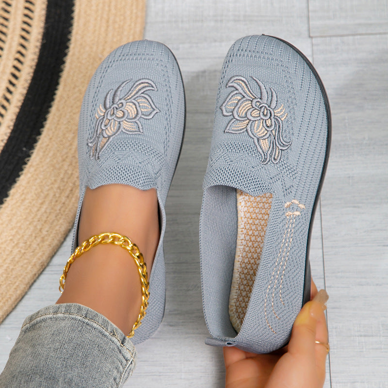 Women's Embroidered Floral Comfort Flat Shoes
