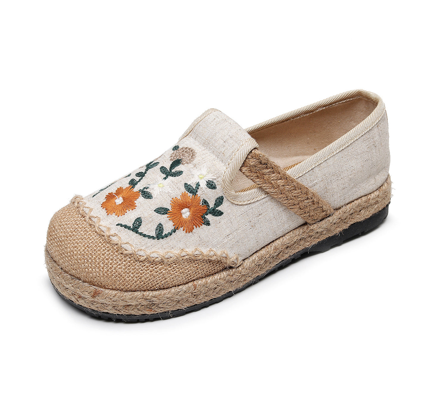 Women's Summer Linen Flats with Floral Embroidery – Breathable & Comfortable-✈️Buy 2 Free Shipping✈️