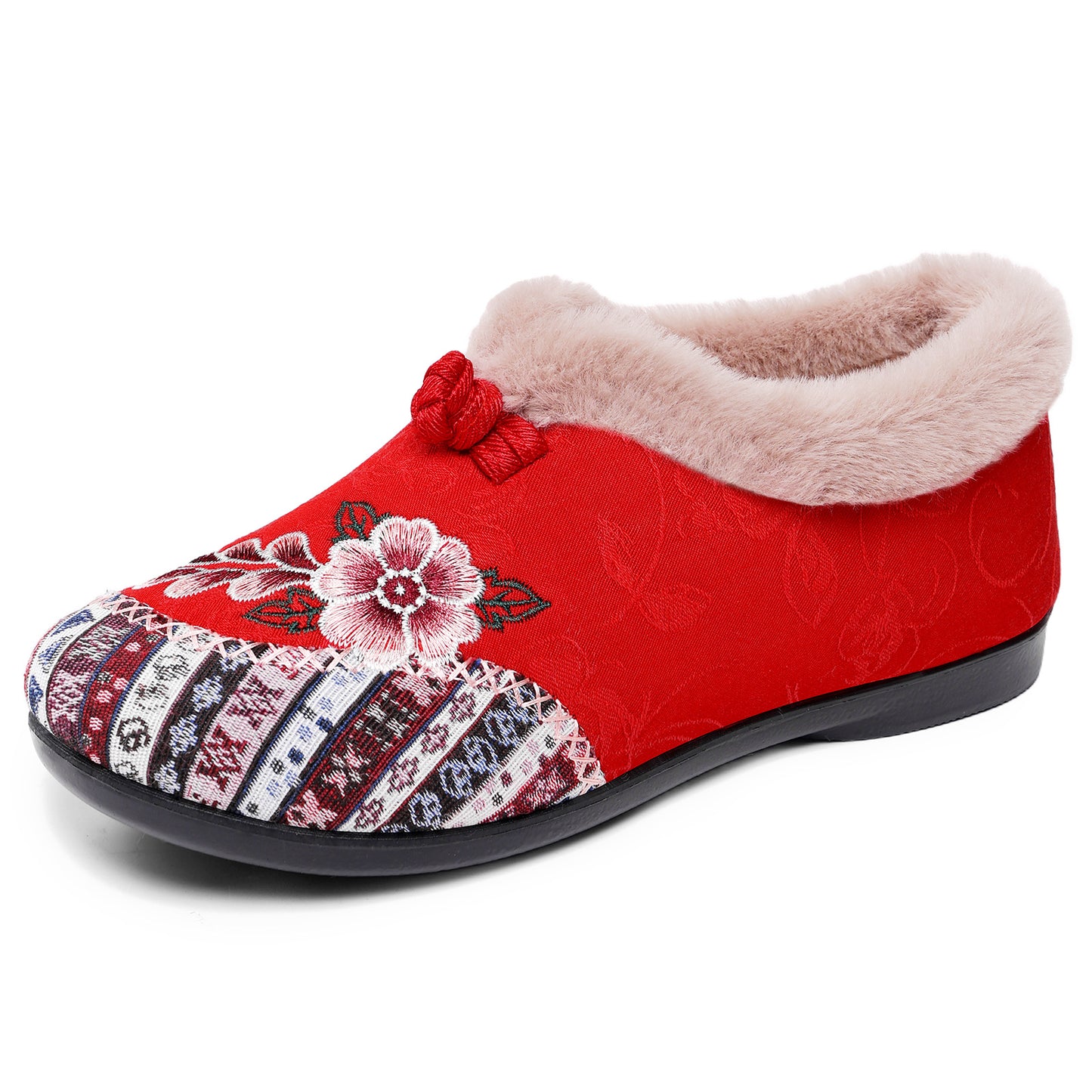 Women’s Warm Floral Winter Ankle Boots – Cozy, Lightweight & Non-Slip