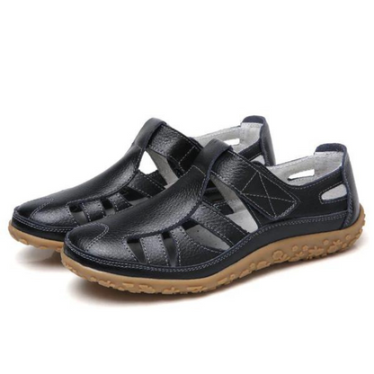 CMF Orthopedic Women Sandals Soft Leather Breathable Ankle Strap Hollow out Gladiator Sandals