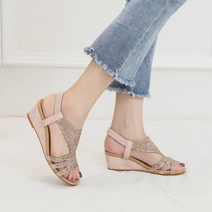 CMF Orthopedic Women Wedge Sandals Rhinestones Vintage Summer Beach Sandals