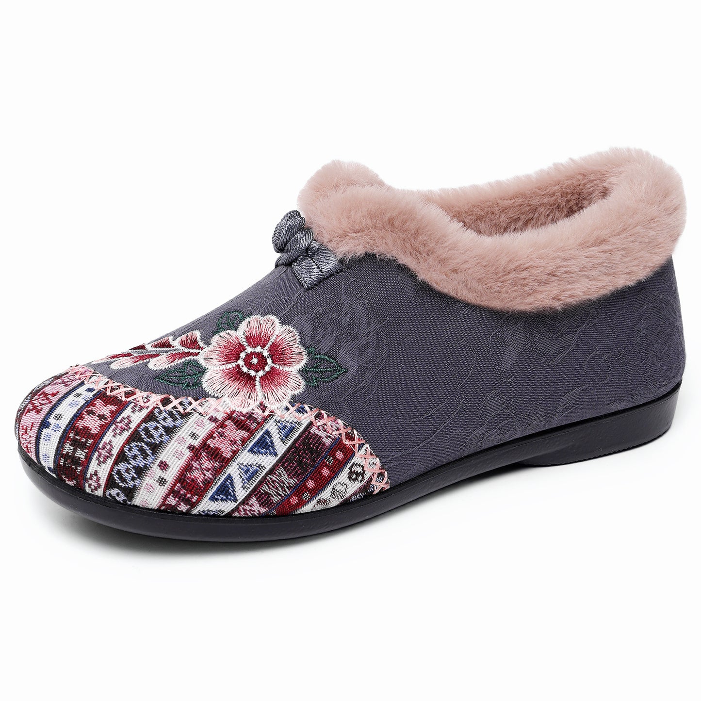 Women’s Warm Floral Winter Ankle Boots – Cozy, Lightweight & Non-Slip