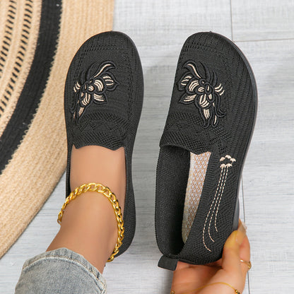 Women's Embroidered Floral Comfort Flat Shoes