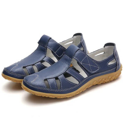CMF Orthopedic Women Sandals Soft Leather Breathable Ankle Strap Hollow out Gladiator Sandals