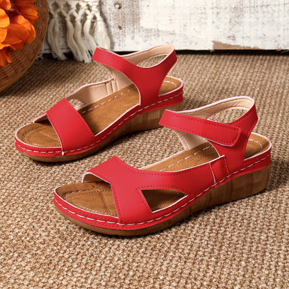 Women's Velcro Wedge Platform Sandals – Comfortable Slip-On Summer Shoes for All-Day Support