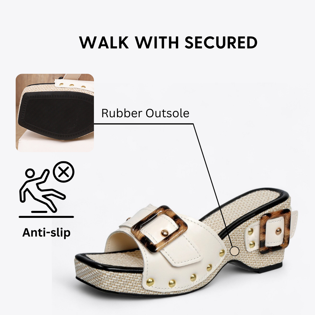 CMF Women Sandals Comfortable PU Leather Platform Wedge Heels Buckle Summer Beach