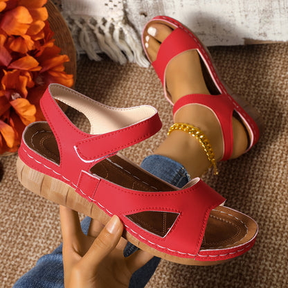 Women's Velcro Wedge Platform Sandals – Comfortable Slip-On Summer Shoes for All-Day Support
