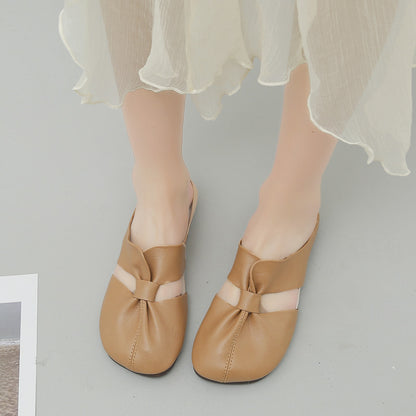 Women's Soft Leather Comfort Flats – Vintage-Inspired Slip-On Shoes