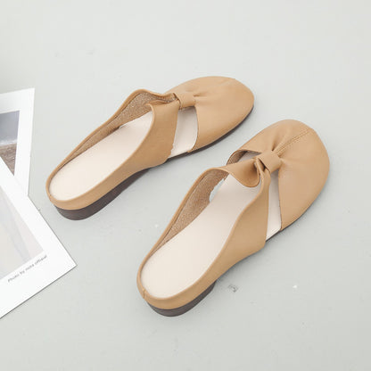 Women's Soft Leather Comfort Flats – Vintage-Inspired Slip-On Shoes
