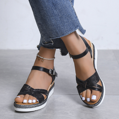 CMF Women Orthopedic Sandals Comfortable Arch Support Breathable Non-slip Dress Sandal Snake Print Summer