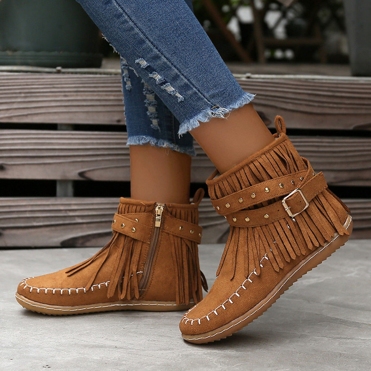 🔥Last Day 55% Discount-2023 New Short Sleeve Orthopedic Women's Tassel Boots-Buy 2 Free Shipping