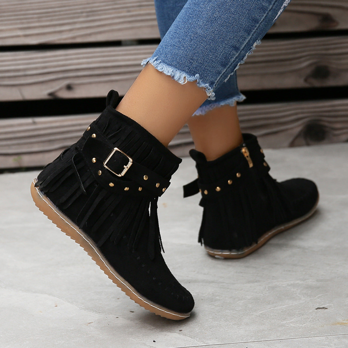 🔥Last Day 55% Discount-2023 New Short Sleeve Orthopedic Women's Tassel Boots-Buy 2 Free Shipping