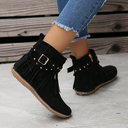 🔥Last Day 55% Discount-2023 New Short Sleeve Orthopedic Women's Tassel Boots-Buy 2 Free Shipping