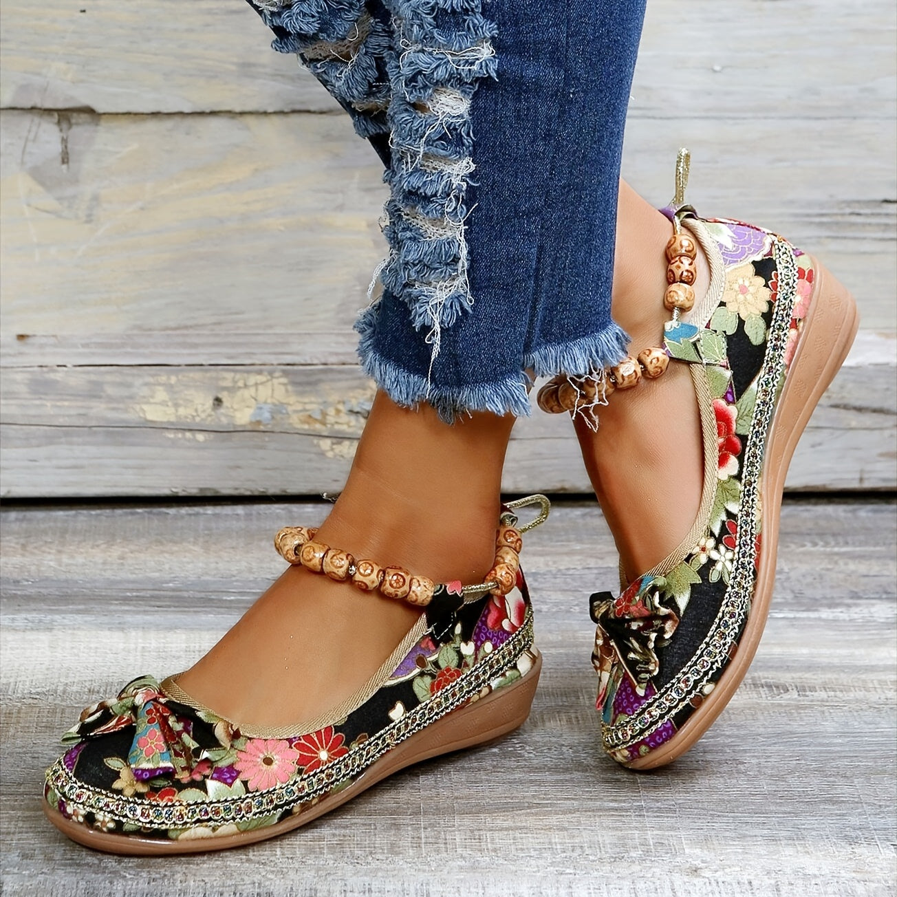 🔥Last Day 49% Off🔥Women's Floral Print Flat Shoes