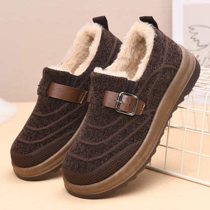Women’s Warm Slip-On Winter Shoes – Anti-Slip Comfort Walking Loafers with Soft Fleece Lining