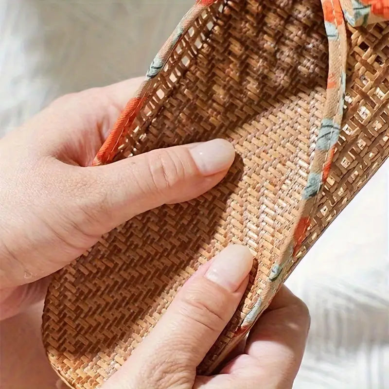 Women's Summer Woven Straw Slide Sandals – Breathable & Lightweight