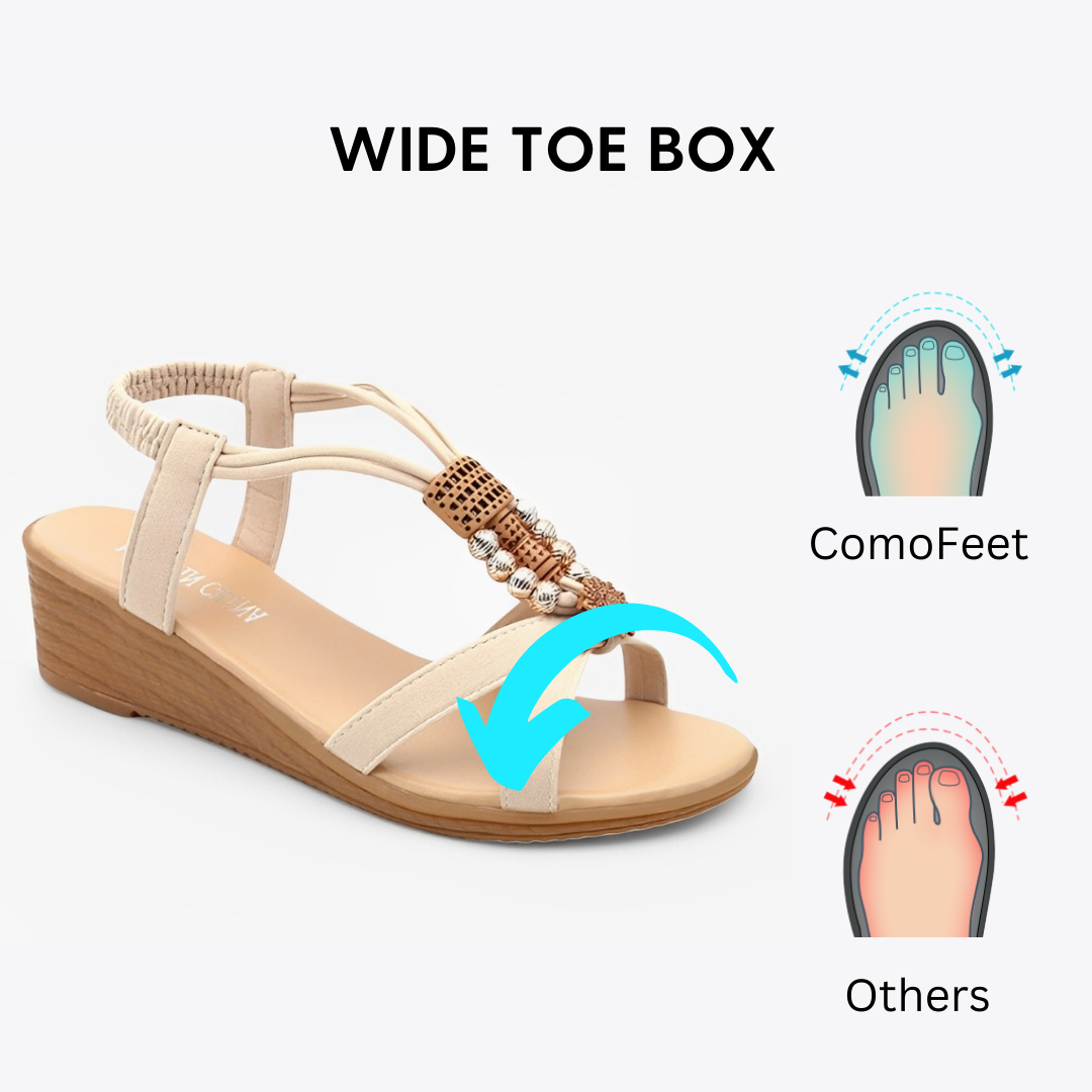 CMF Women Sandals Breathable Beads Strap Wedge Heels Summer Casual Walking