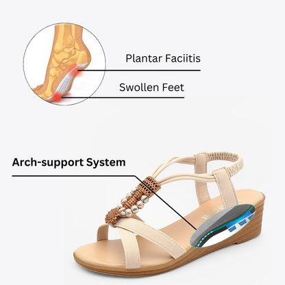 CMF Women Sandals Breathable Beads Strap Wedge Heels Summer Casual Walking