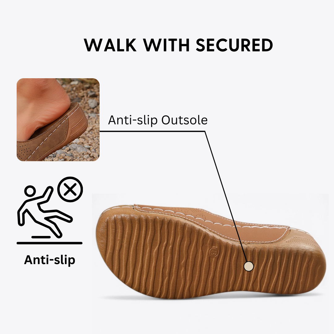 CMF Women Orthopedic Sandals Breathable Arch-support Leather Floral Slip-on New Vintage