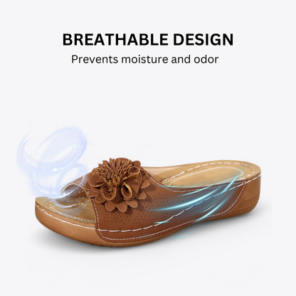 CMF Women Orthopedic Sandals Breathable Arch-support Leather Floral Slip-on New Vintage