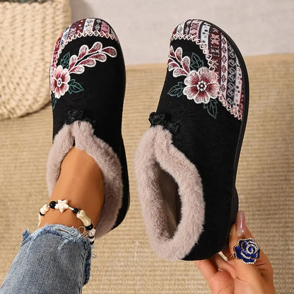 Women’s Warm Floral Winter Ankle Boots – Cozy, Lightweight & Non-Slip