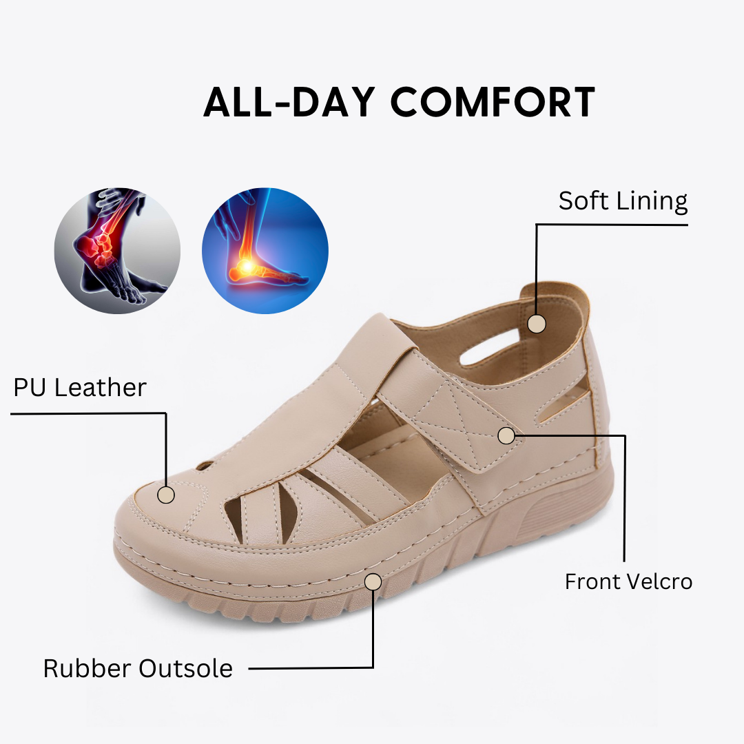 CMF Women Orthopedic Sandals Breathable Arch-support Cut-out Wedge Heels Casual Walk