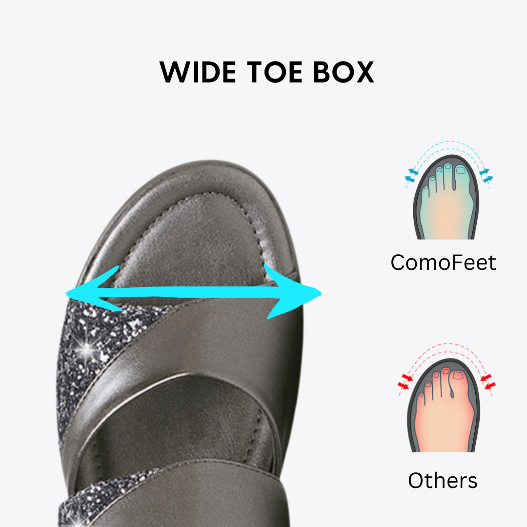 CMF Women Orthopedic Sandals Arch-support Airy Open Toe Slip-on Glitter