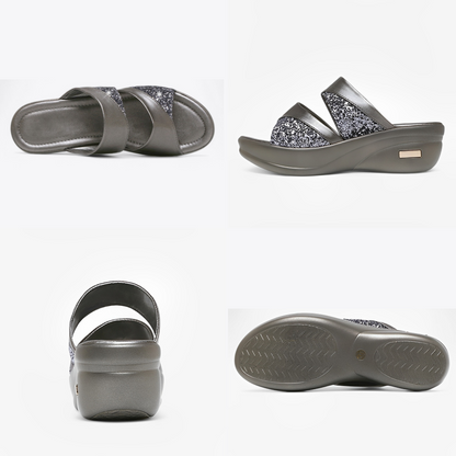 CMF Women Orthopedic Sandals Arch-support Airy Open Toe Slip-on Glitter