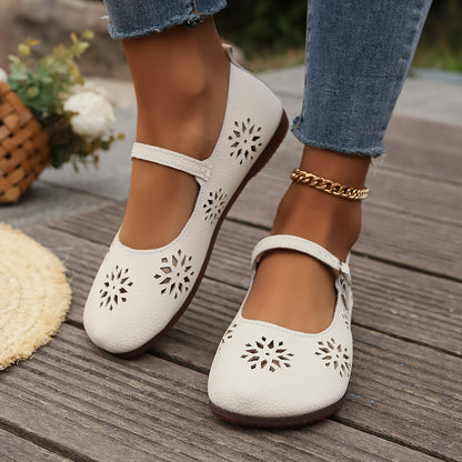 Women's Retro Soft Leather Hollow Flats