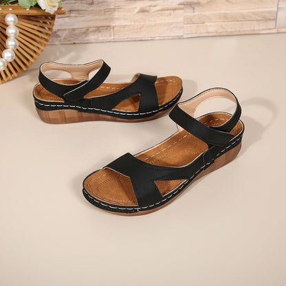 Women's Velcro Wedge Platform Sandals – Comfortable Slip-On Summer Shoes for All-Day Support