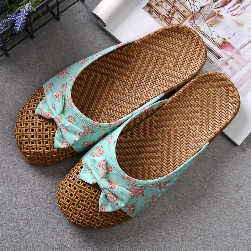 Natural Straw Slide Slippers – Perfect for Summer at Home