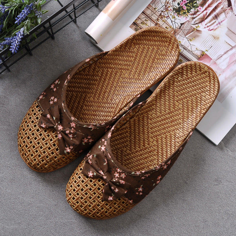 Natural Straw Slide Slippers – Perfect for Summer at Home