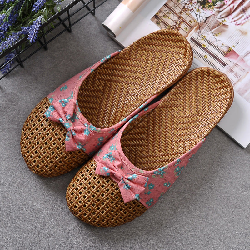 Natural Straw Slide Slippers – Perfect for Summer at Home