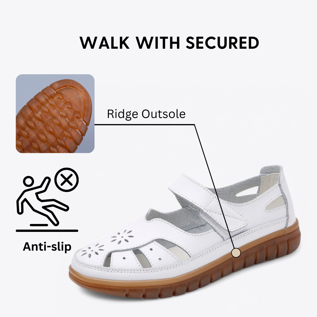 CMF Women Orthopedic Sandals Breathable Leather Arch-support Velcro Roman Trendy Summer
