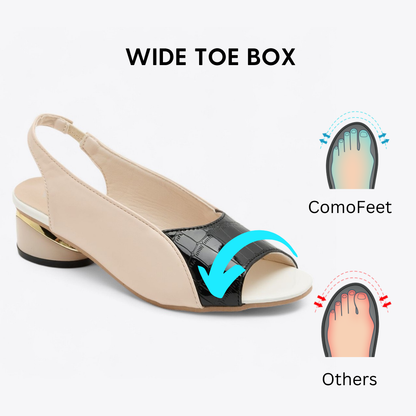 CMF Women Summer Sandals Comfortable Dress Shoes Open-toe Back Elastic Strap Low Heels