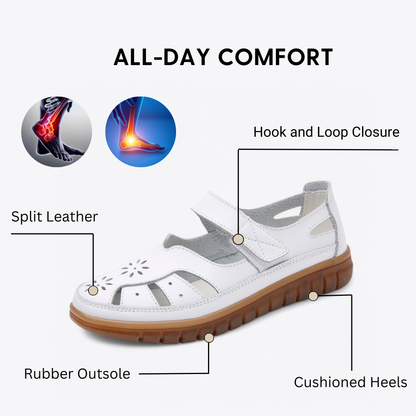 CMF Women Orthopedic Sandals Breathable Leather Arch-support Velcro Roman Trendy Summer
