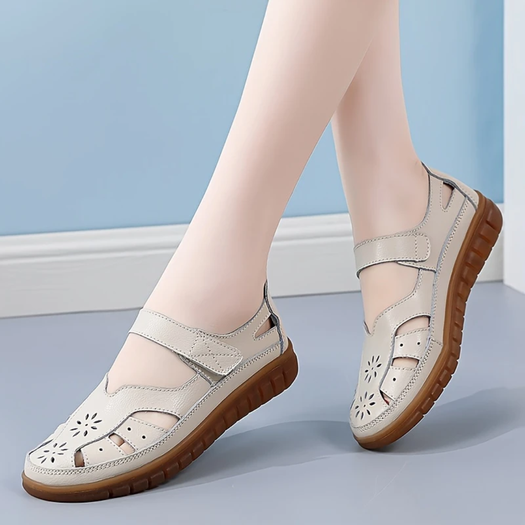CMF Women Orthopedic Sandals Breathable Leather Arch-support Velcro Roman Trendy Summer